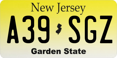 NJ license plate A39SGZ