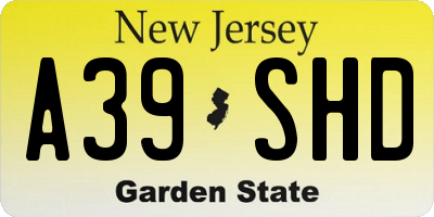 NJ license plate A39SHD