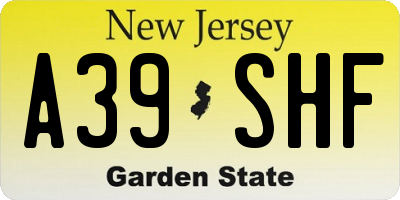 NJ license plate A39SHF