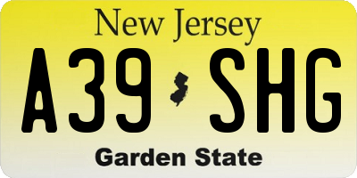 NJ license plate A39SHG