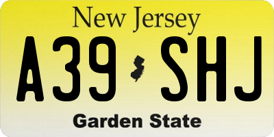 NJ license plate A39SHJ