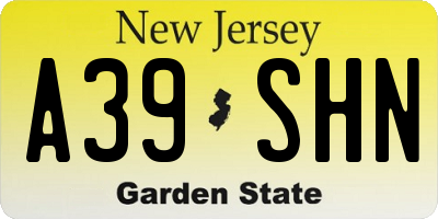 NJ license plate A39SHN