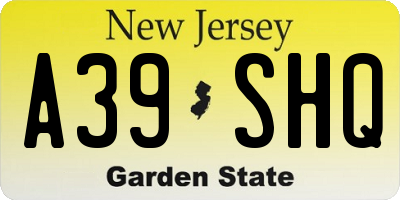 NJ license plate A39SHQ