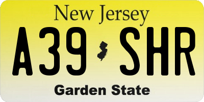 NJ license plate A39SHR