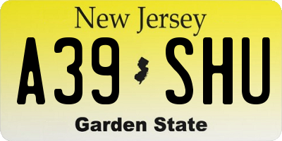 NJ license plate A39SHU