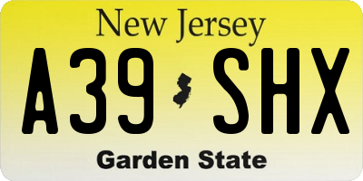 NJ license plate A39SHX
