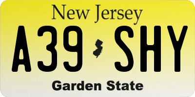 NJ license plate A39SHY
