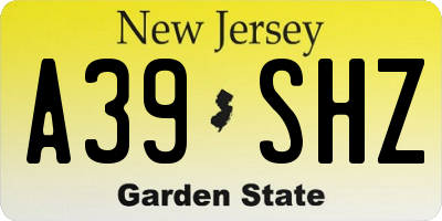 NJ license plate A39SHZ