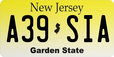 NJ license plate A39SIA