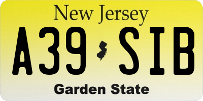 NJ license plate A39SIB