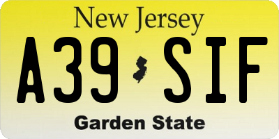 NJ license plate A39SIF