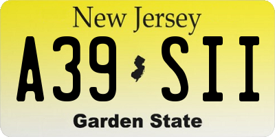 NJ license plate A39SII