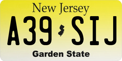 NJ license plate A39SIJ