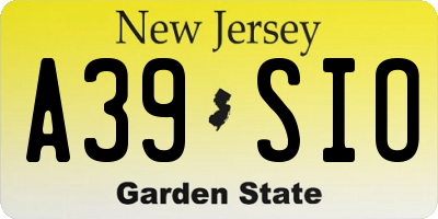 NJ license plate A39SIO