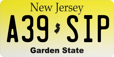 NJ license plate A39SIP
