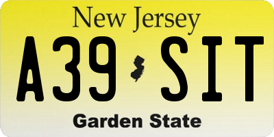 NJ license plate A39SIT