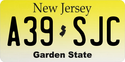 NJ license plate A39SJC