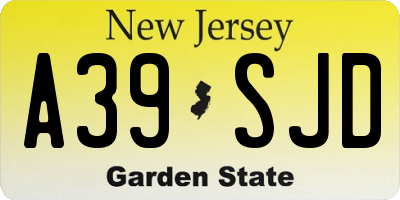 NJ license plate A39SJD