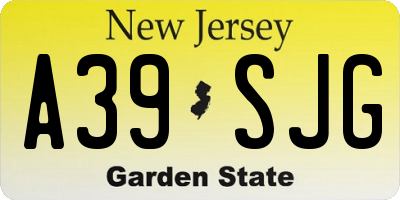 NJ license plate A39SJG