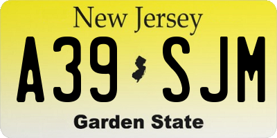 NJ license plate A39SJM