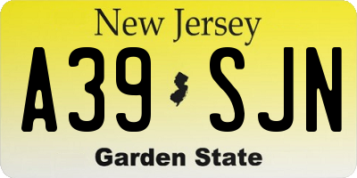 NJ license plate A39SJN