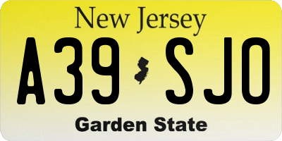 NJ license plate A39SJO