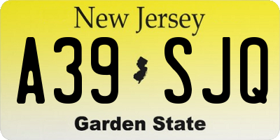 NJ license plate A39SJQ
