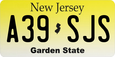 NJ license plate A39SJS