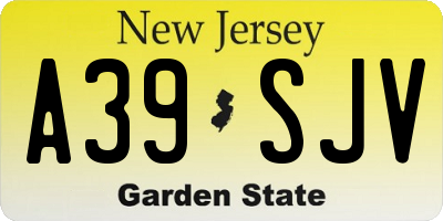 NJ license plate A39SJV