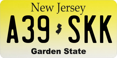 NJ license plate A39SKK