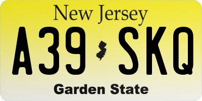NJ license plate A39SKQ