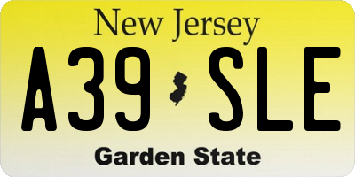 NJ license plate A39SLE