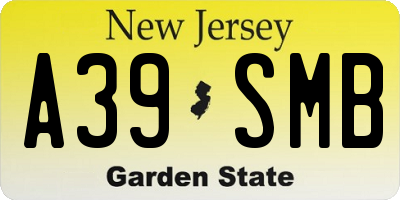 NJ license plate A39SMB