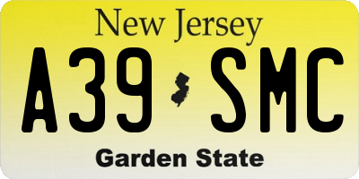 NJ license plate A39SMC
