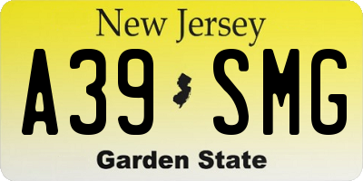 NJ license plate A39SMG