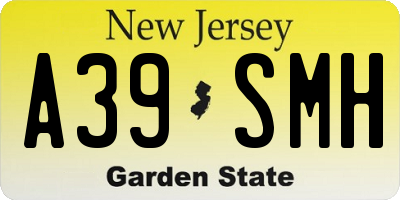 NJ license plate A39SMH