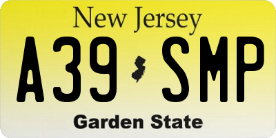 NJ license plate A39SMP