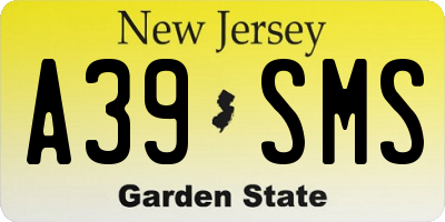 NJ license plate A39SMS