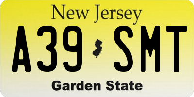 NJ license plate A39SMT