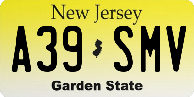 NJ license plate A39SMV