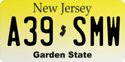 NJ license plate A39SMW