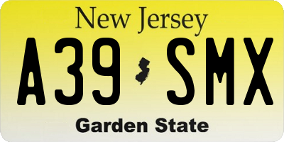 NJ license plate A39SMX