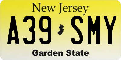 NJ license plate A39SMY