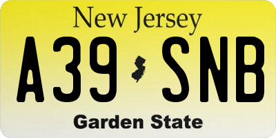 NJ license plate A39SNB