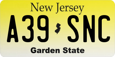 NJ license plate A39SNC