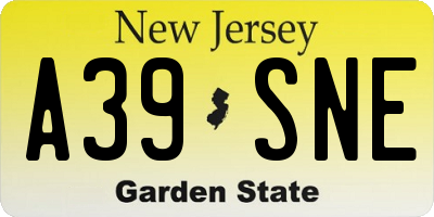 NJ license plate A39SNE