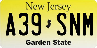 NJ license plate A39SNM