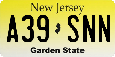 NJ license plate A39SNN