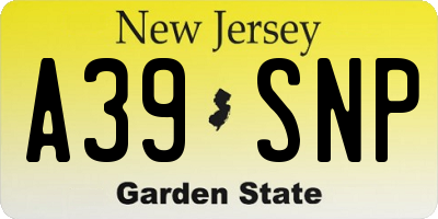 NJ license plate A39SNP