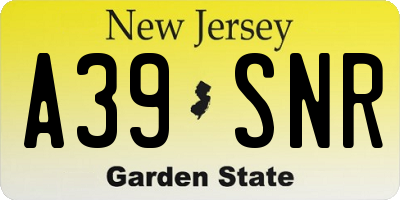 NJ license plate A39SNR